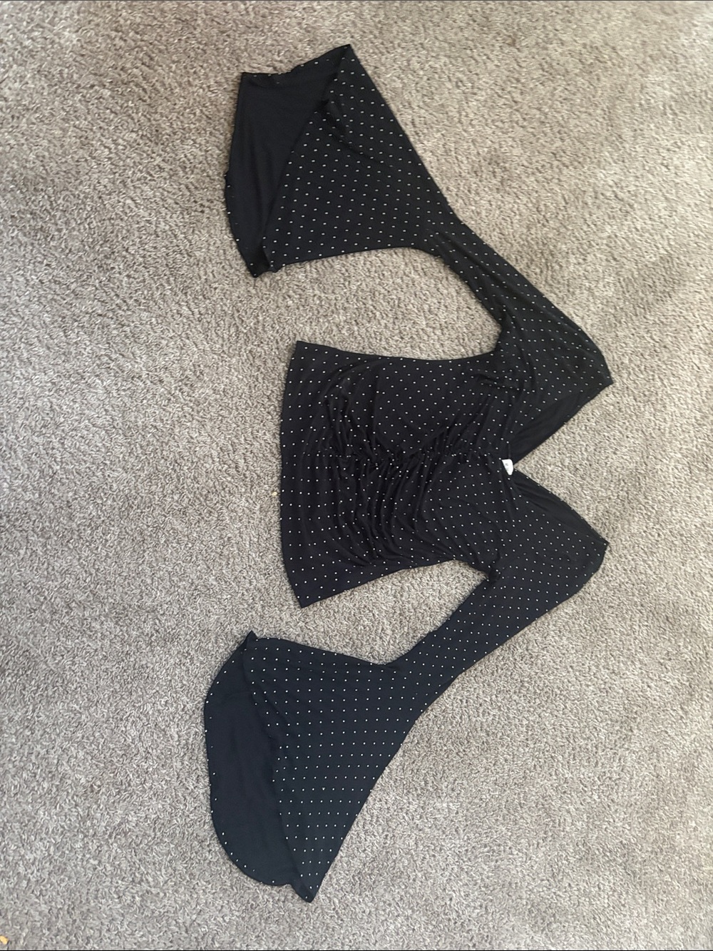 We The Free Black Polka Dot V-Neck Long Sleeve Top